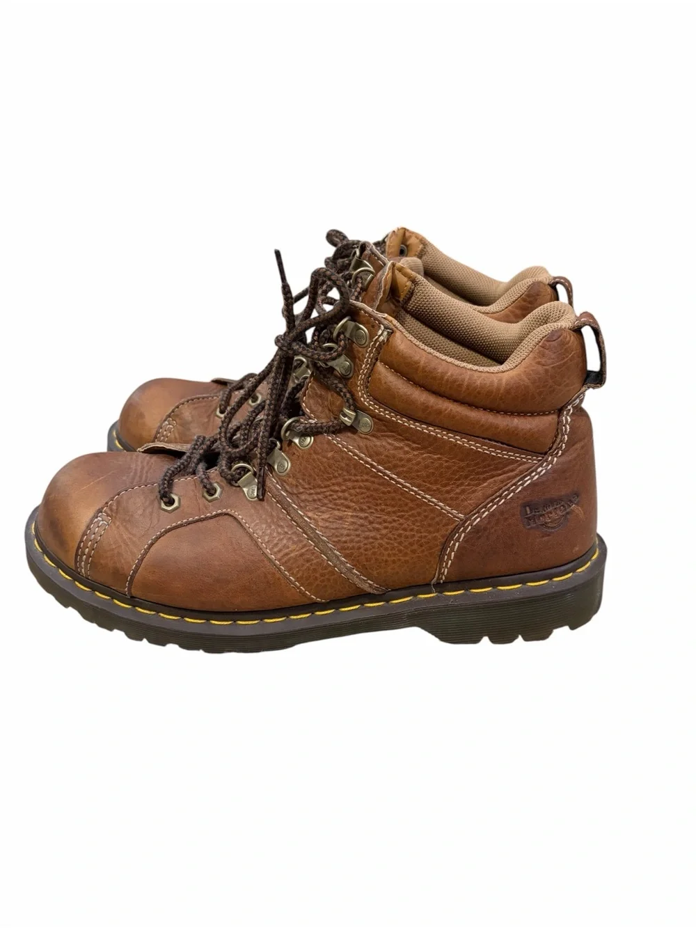 Dr Martens Fynn Chunky Lace Up Boots Mens 12 Brown Leather Ankle Boots